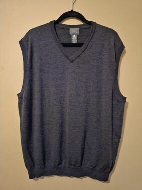 Mercer Street Studio Sweater Vest Mens XL Grey Merino Wool Pullover Australia